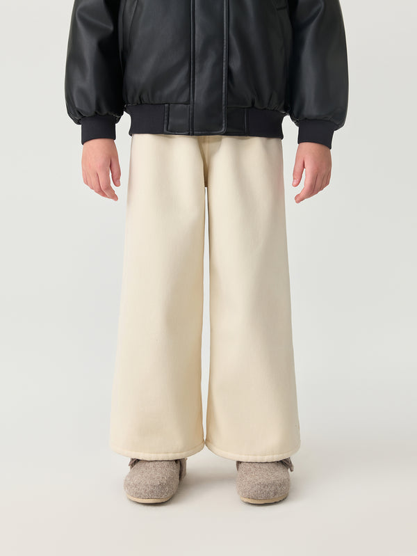 MARC & JANIE Kids Girl Warm Fleece-Lined Oleece Ruffled Waist Wide-Leg Pants 551390
