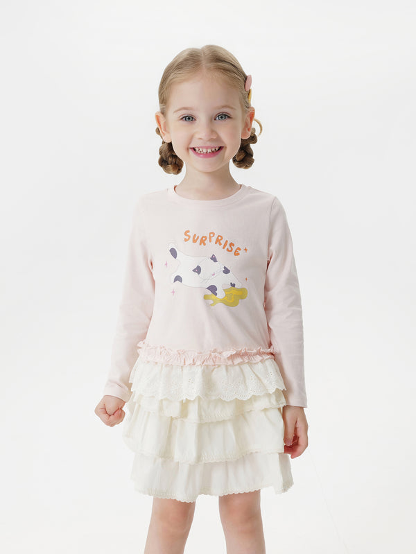MARC & JANIE Toddler Girl Soft Cotton Lace Cat T-Shirt 551219