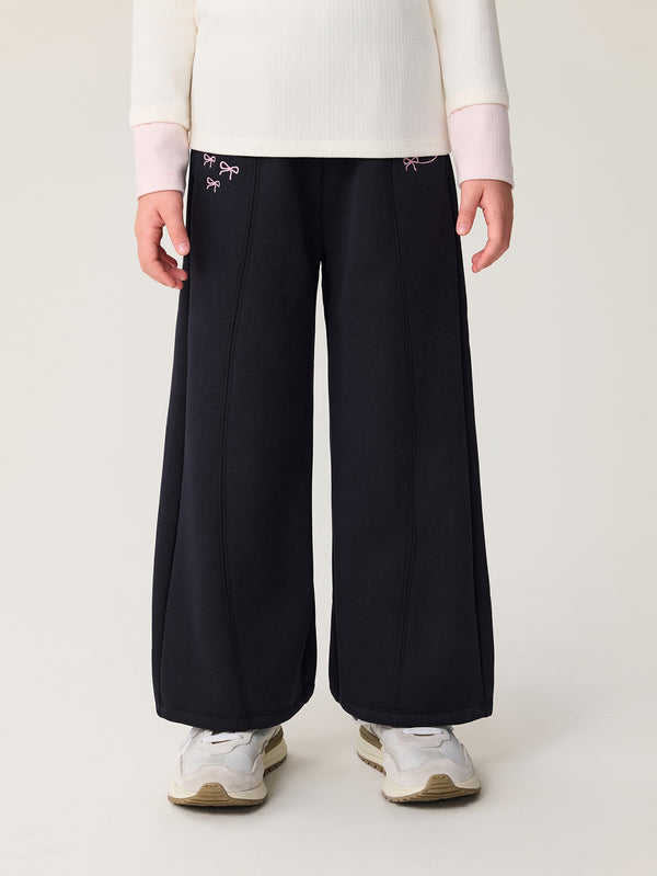 MARC & JANIE Kids Girl Cute Cool Warm Fleece-Lined Bow Athletic Curved Pants 551531