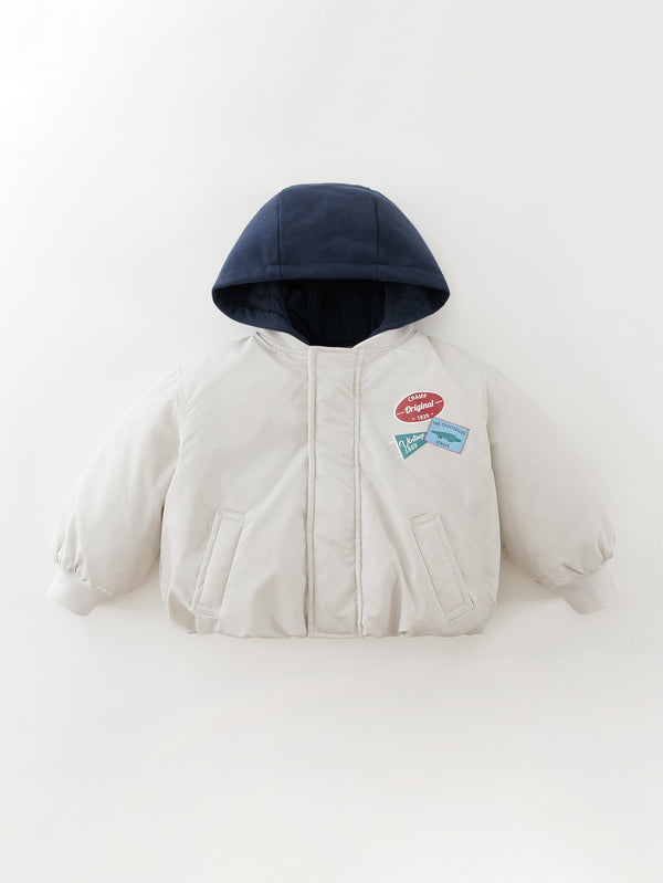 MARC & JANIE Toddler Boy Two Tone Detachable Hood Quilted Jacket 551353