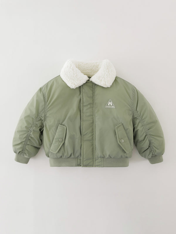 MARC & JANIE Toddler Kids Boy Fluorine-Free Water-Repellent Fur Collar Warm Fleece-Lined Quilted Jacket 551357