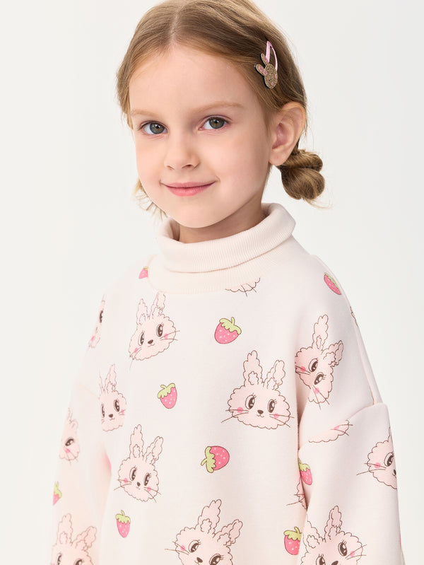MARC & JANIE Toddler Girl Fleece-Lined Bunny Graphic Turtleneck Sweatshirt 551188