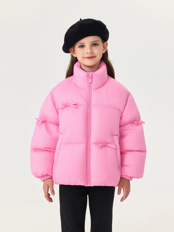 MARC & JANIE Kids Girl 3D Bow Thickened High Neck Warm Down Jacket Puffer Coat for Winter 551766