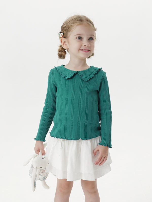 MARC & JANIE Toddler Girl Sweet Elegant Lace Collar Knit T-Shirt 551608