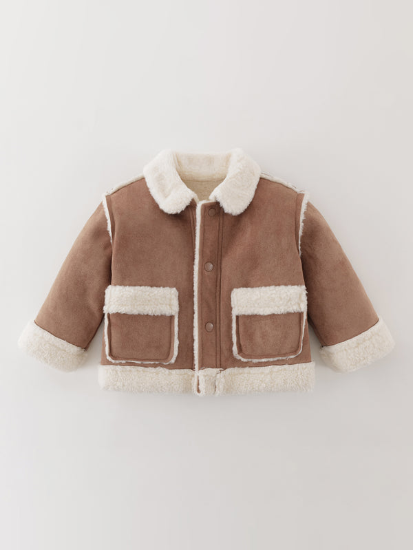 MARC & JANIE Unisex Toddler Kids Vintage Fur Collar Fleece-Lined Faux Suede Jacket 551778