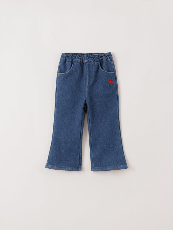 MARC & JANIE Toddler Kids Girl Heart Embroidered Fleece-Lined Flared Jeans 551529