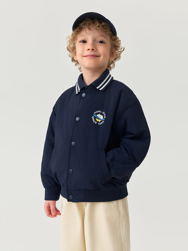 MARC & JANIE Toddler Boy Fluorine-Free Water-Repellent Cat Astronaut Padded Baseball Jacket 551361