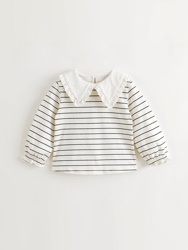 MARC & JANIE Toddler Girl Rustic Large Peter Pan Collar Striped T-shirts 241181