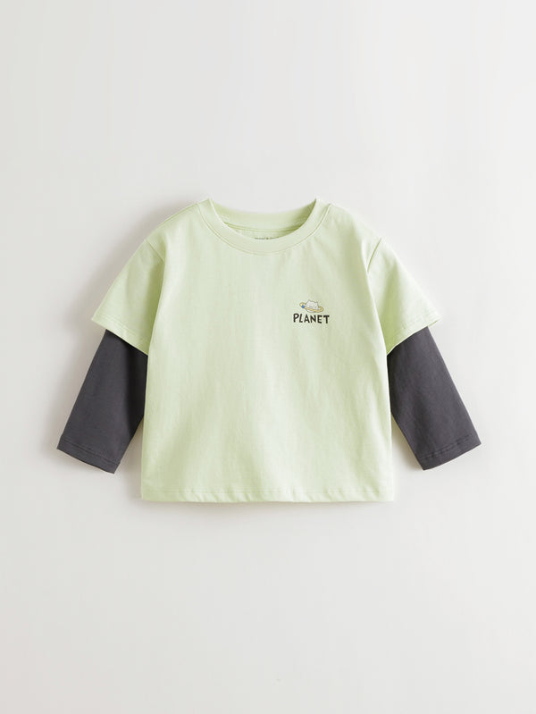MARC & JANIE Toddler Boy Cat Pilot Layered-Look T-Shirt Top 551120