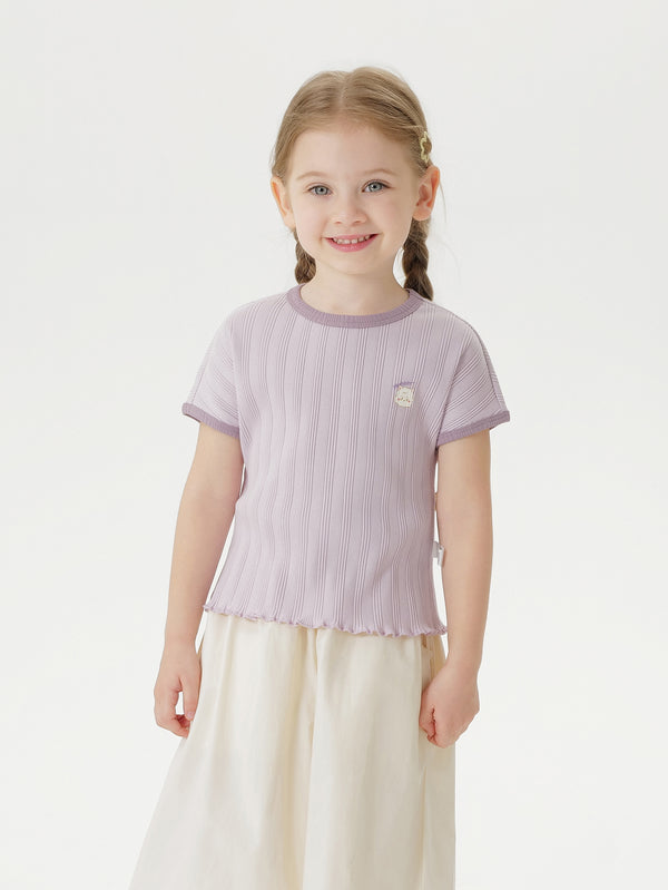 MARC & JANIE Toddler Girl Fun Cartoon Animal Print Ribbed T-Shirt 550733