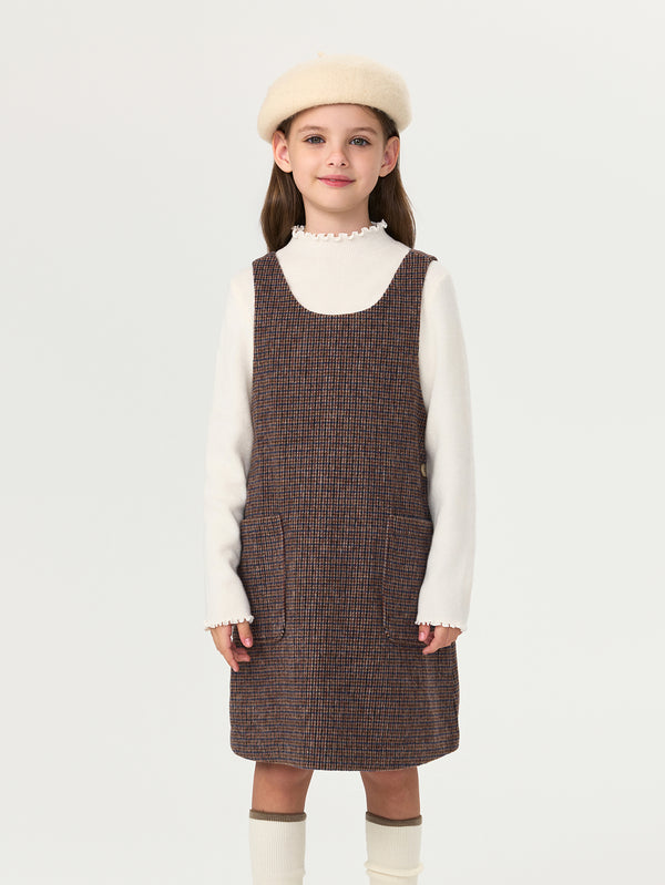 MARC & JANIE Kids Girl Houndstooth Wool Vest Dress 551666
