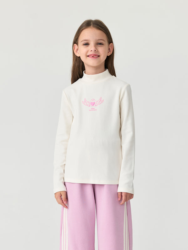 MARC & JANIE Kids Girl Thermal Fleece Bow Turtleneck Shirt 551220