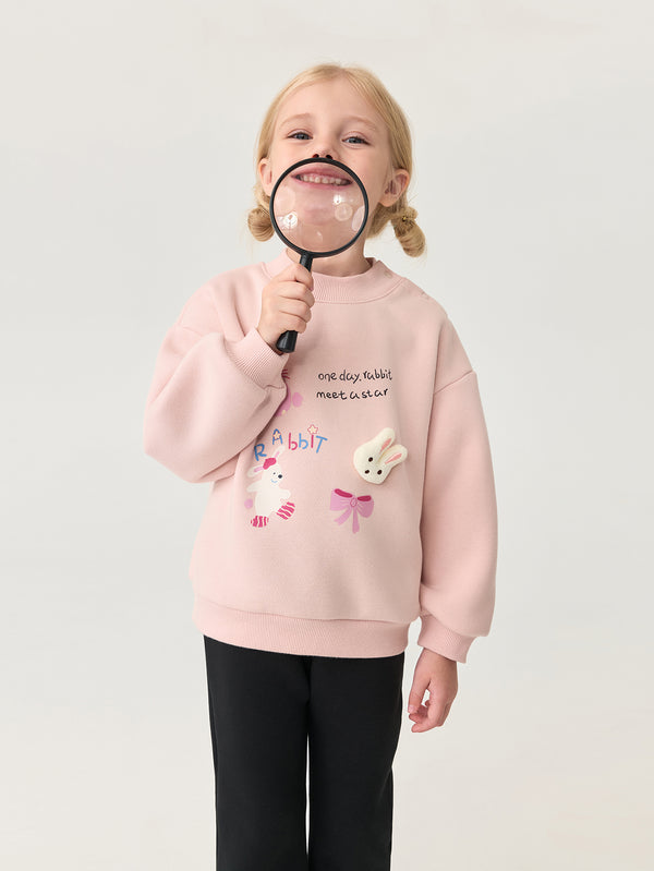 MARC & JANIE Toddler Girl Rabbit Graphic Fleece Mock Neck Sweatshirt 551189