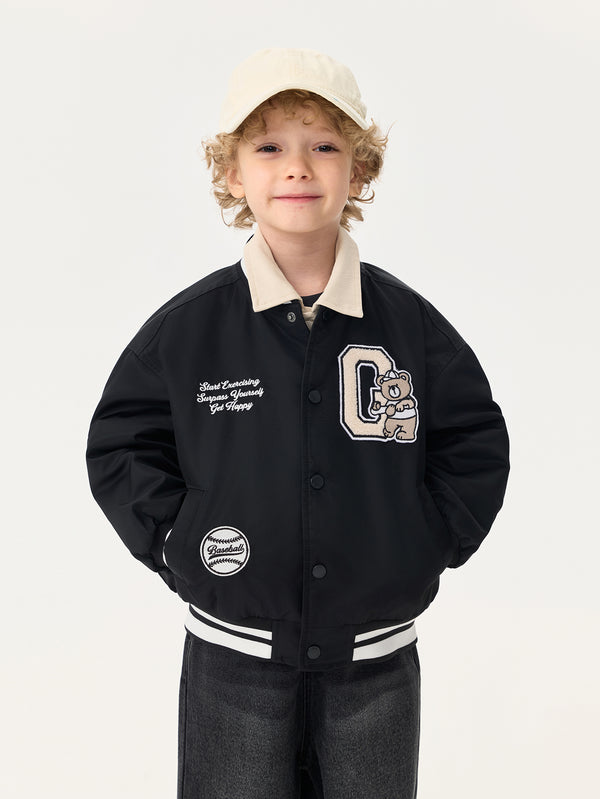 MARC & JANIE Toddler Boy Bear Print Quilted Baseball Jacket 551757