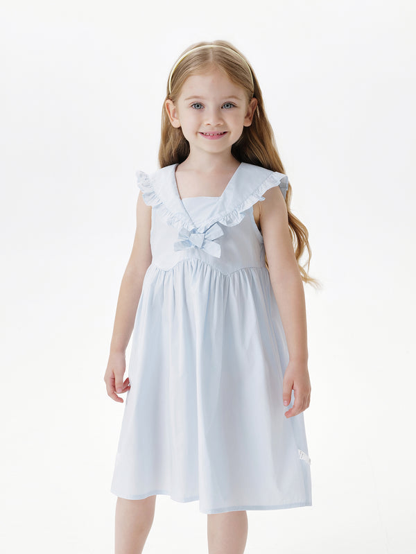 MARC & JANIE Kids Girl Lace Navy Collar Cotton A-Line Dress 550825