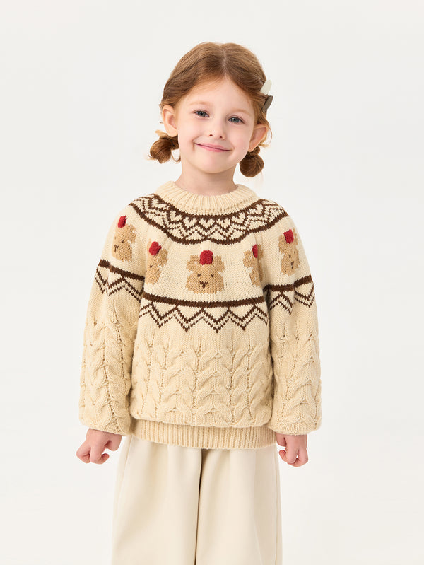 MARC & JANIE Unisex Toddler Kids Fair Isle Bear Soft Knit Pullover Sweater Fall Winter 551862