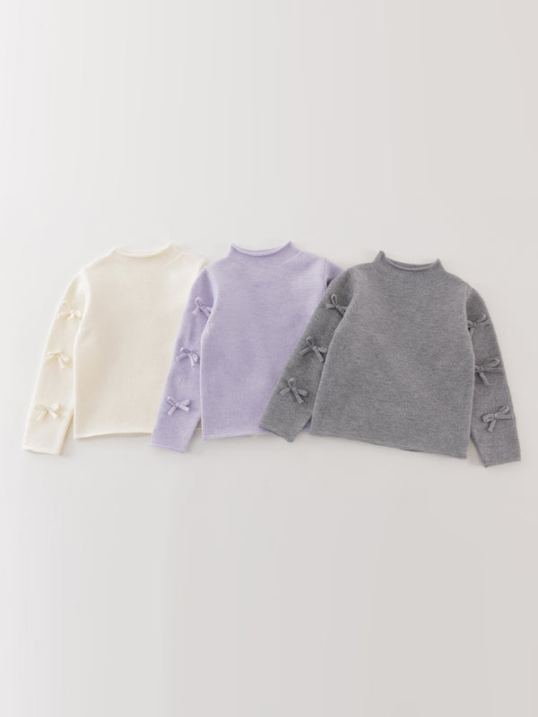 MARC & JANIE Toddler Girl Adorable 3D Bow Accent Knit Pullover Sweater 551859