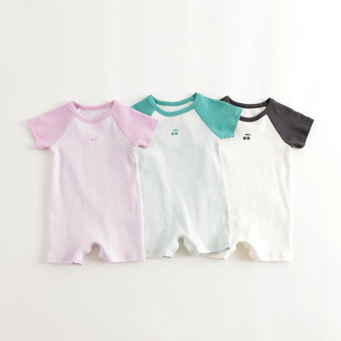 MARC&JANIE Baby Girls Stretchy Color Patched Short Sleeve Bodysuit Baby Crawl Suit for Summer 240757 - MARC&JANIE