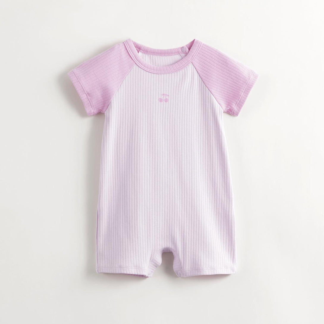 MARC&JANIE Baby Girls Stretchy Color Patched Short Sleeve Bodysuit Baby Crawl Suit for Summer 240757 - MARC&JANIE