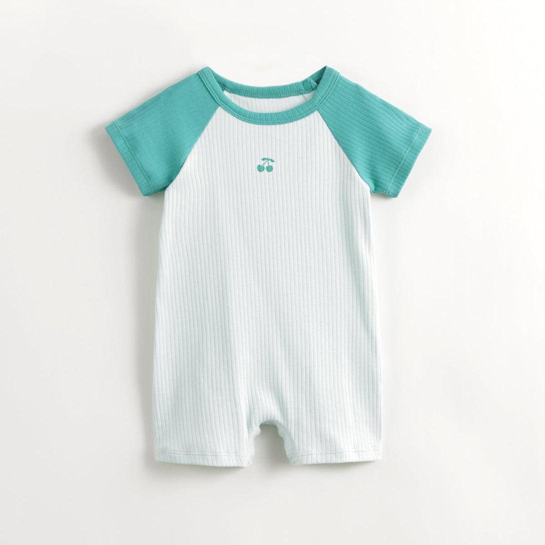 MARC&JANIE Baby Girls Stretchy Color Patched Short Sleeve Bodysuit Baby Crawl Suit for Summer 240757 - MARC&JANIE