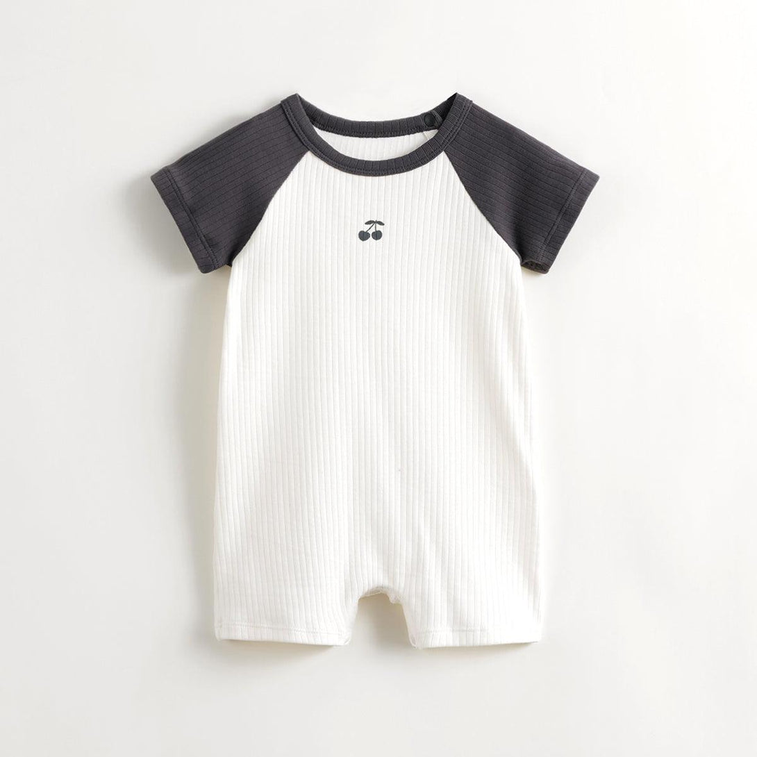 MARC&JANIE Baby Girls Stretchy Color Patched Short Sleeve Bodysuit Baby Crawl Suit for Summer 240757 - MARC&JANIE