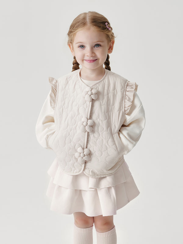 MARC & JANIE Toddler Girl Dimensional Flower Snap Quilted Vest 241390