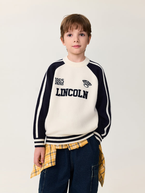 MARC & JANIE Kids Boy Retro Color Clash Sporty Soft Knit Sweater 551902