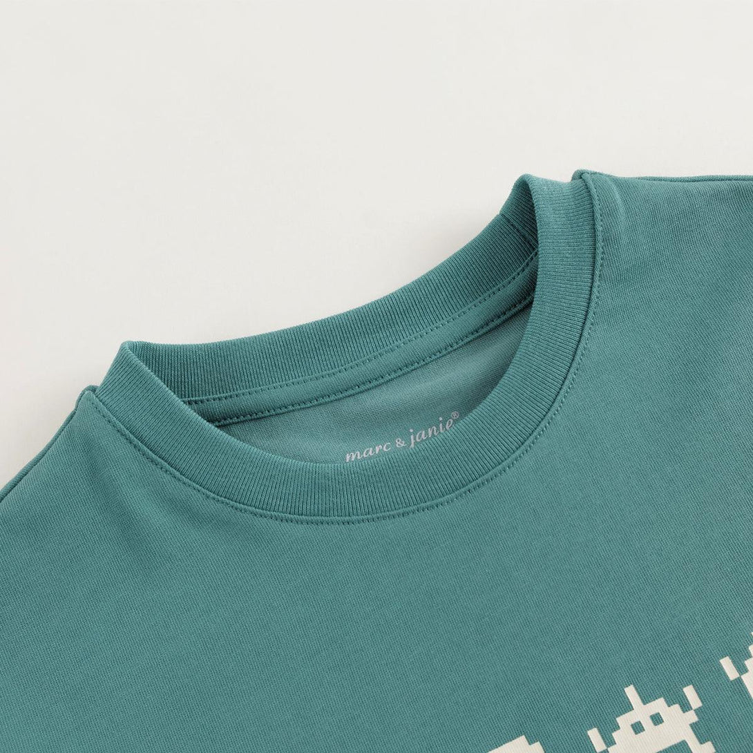 MARC&JANIE Boys Cool Feeling Breathable Game Printed Short Sleeve T-Shirt Kids' Tops for Summer 240712 - MARC&JANIE