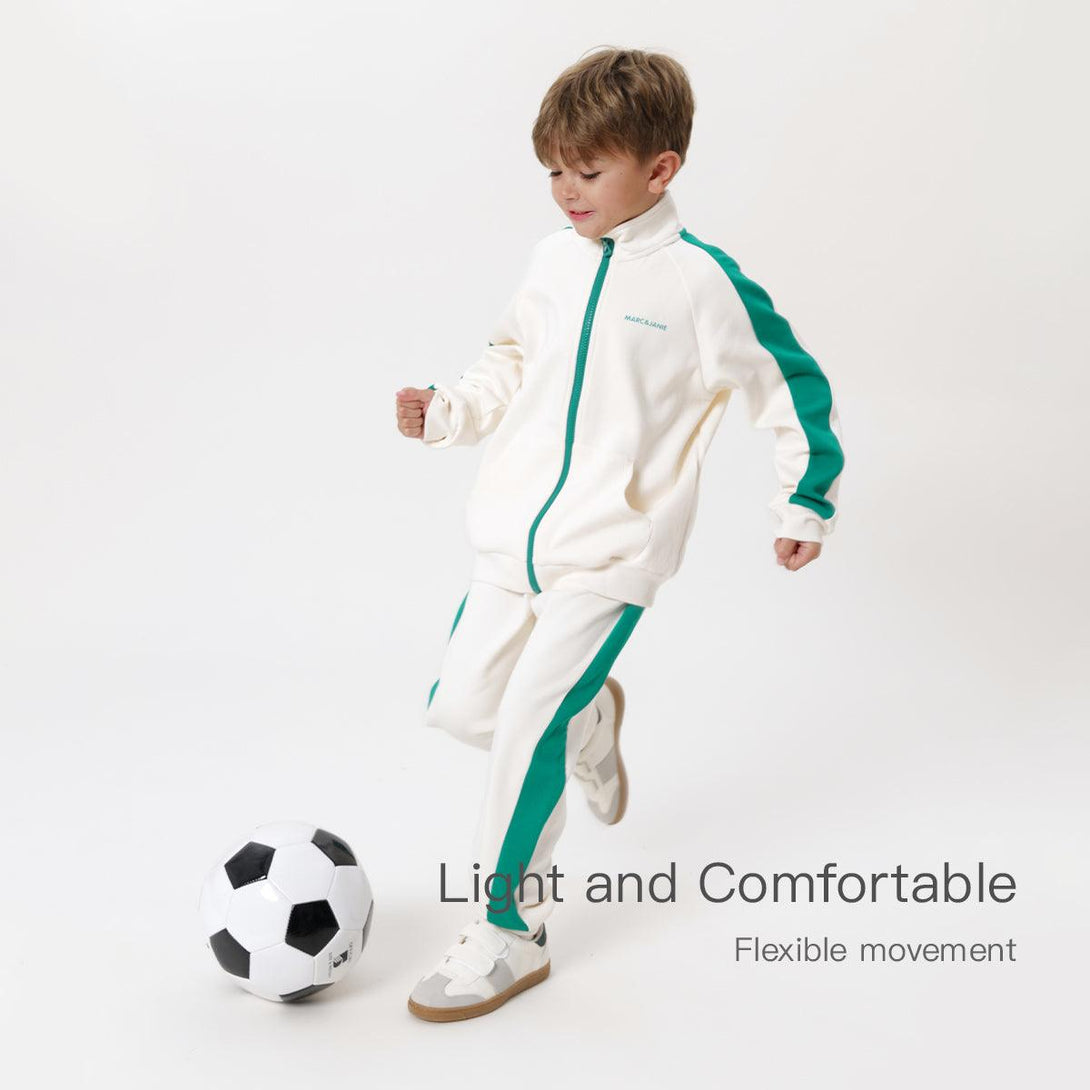 MARC&JANIE Boys Girls 3D Air Cotton Fashion Contrasting Stitching Sports Clothing Sets for Autumn 231303 - MARC&JANIE
