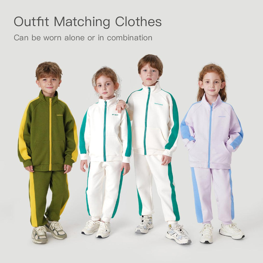 MARC&JANIE Boys Girls 3D Air Cotton Fashion Contrasting Stitching Sports Clothing Sets for Autumn 231303 - MARC&JANIE