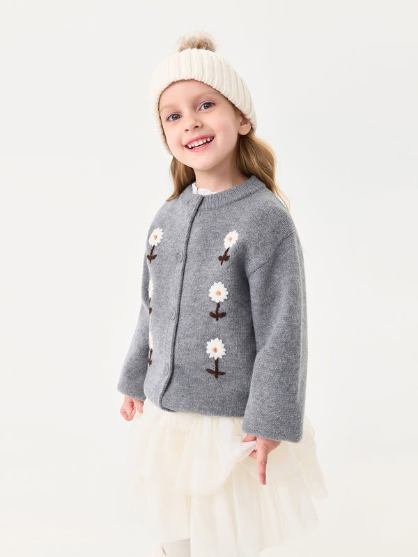 MARC & JANIE Toddler Girl  Knit Cardigan 3D Flower Soft  Warm Pullover Sweater Fall Winter 551873
