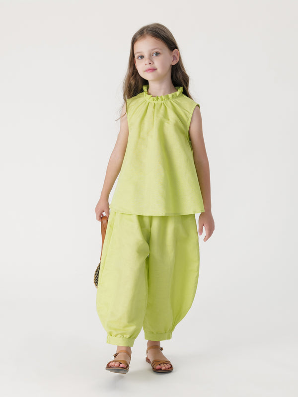 MARC & JANIE Toddler Kids Girl Lace Collar Linen Set 240855