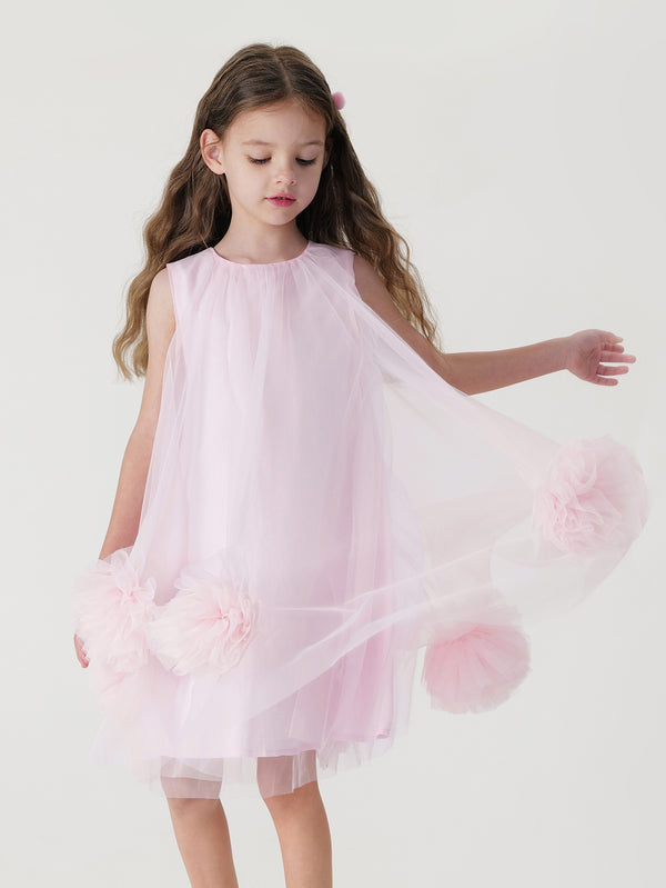 MARC & JANIE Toddler Kids Girl Flower Dress Hem Tulle Dress 240873
