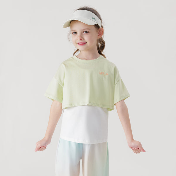MARC & JANIE Toddler Kids Girl Cooling Antibacterial T-Shirt Vest Two-Piece Set 240326