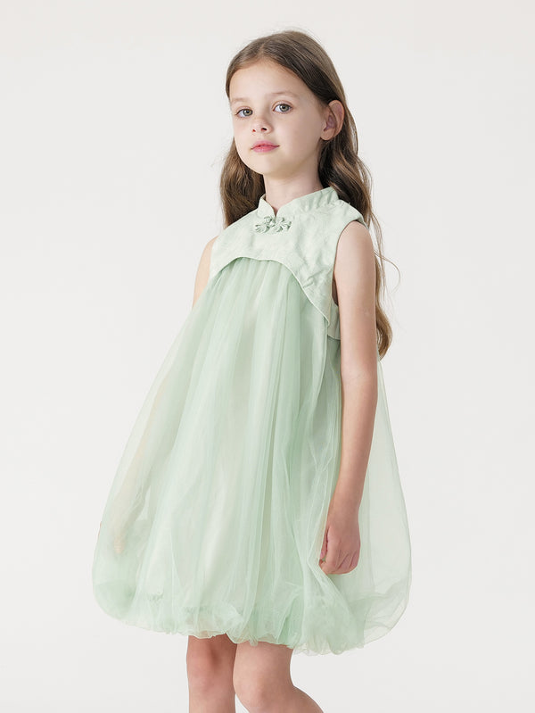 MARC & JANIE Toddler Kids Girl Qipao Collar Tulle Bubble Dress 240859