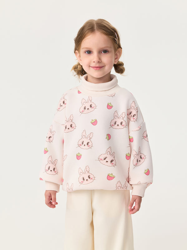 MARC & JANIE Toddler Girl Fleece-Lined Bunny Graphic Turtleneck Sweatshirt 551188