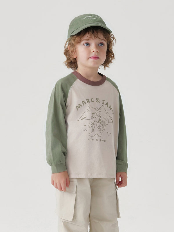 MARC & JANIE Toddler Kids Boy Bear Doodle Raglan Sleeve T-shirt 241175
