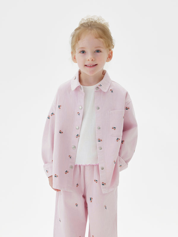 MARC & JANIE Toddler Girl Fresh Floral Print Lightweight Denim Jacket Outerwear 551521