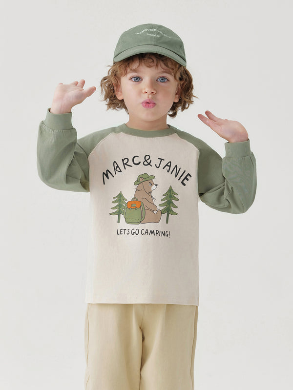 MARC & JANIE Unisex Toddler Camping Bear Raglan Sleeve T-Shirt 240992