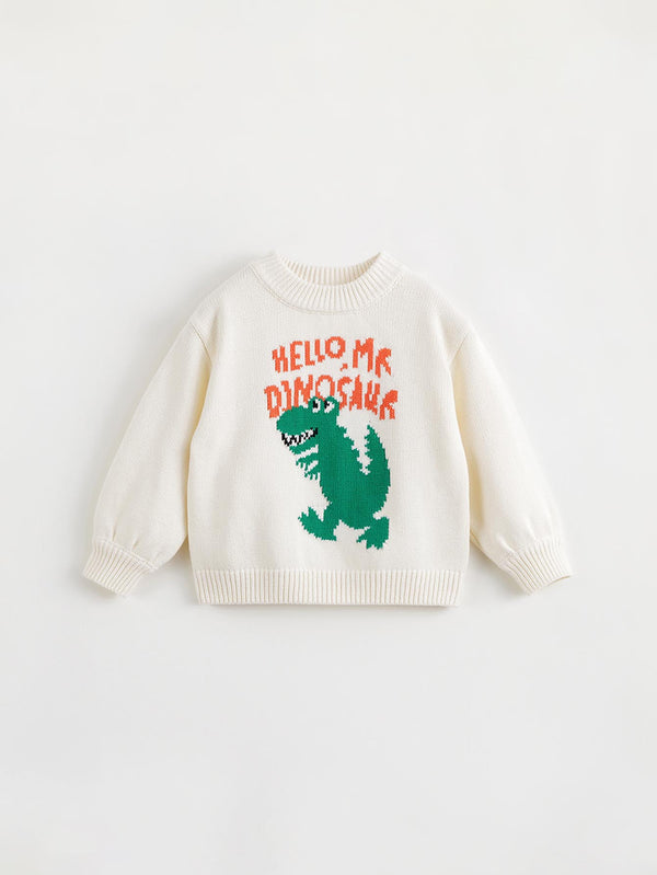 MARC & JANIE Toddler Boy Fun Dinosaur Jacquard Loose Sweater 231828