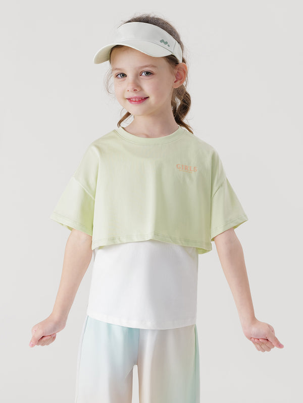 MARC & JANIE Toddler Kids Girl Cooling Antibacterial T-Shirt Vest Two-Piece Set 240326