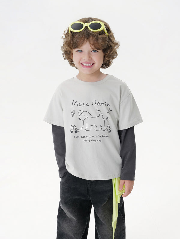 MARC & JANIE Toddler Boy Striped Puppy Layered T-Shirt 551116