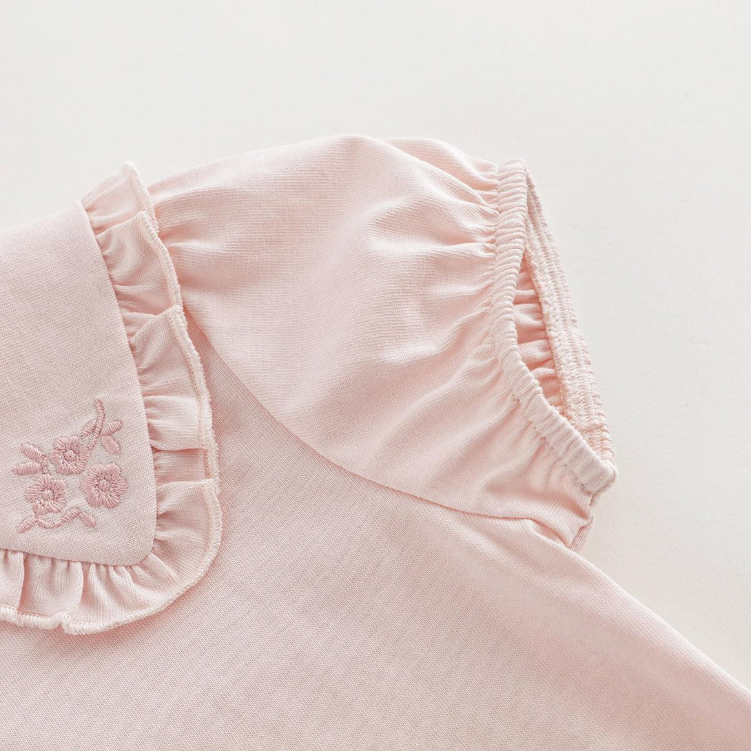 Girls Embroidered Doll Collar Puff Sleeve T-shirt 240706 - MARC&JANIE