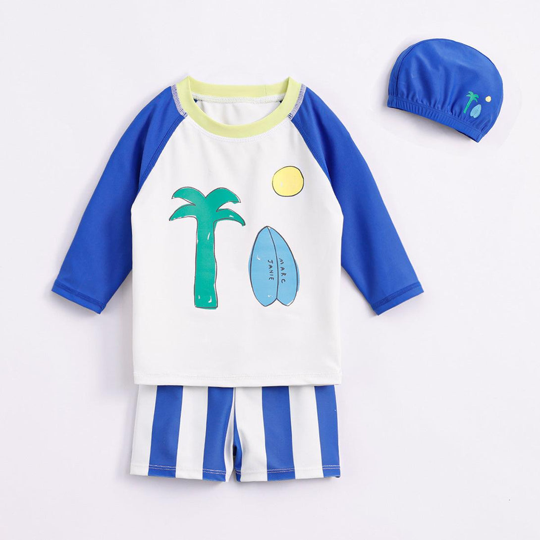 MARC&JANIE Boys Summer Cool Sunscreen Swimsuit Swimming Cap For Comfortable Swimming Short Sets 231120 ( Arrive on May 14) - MARC&JANIE