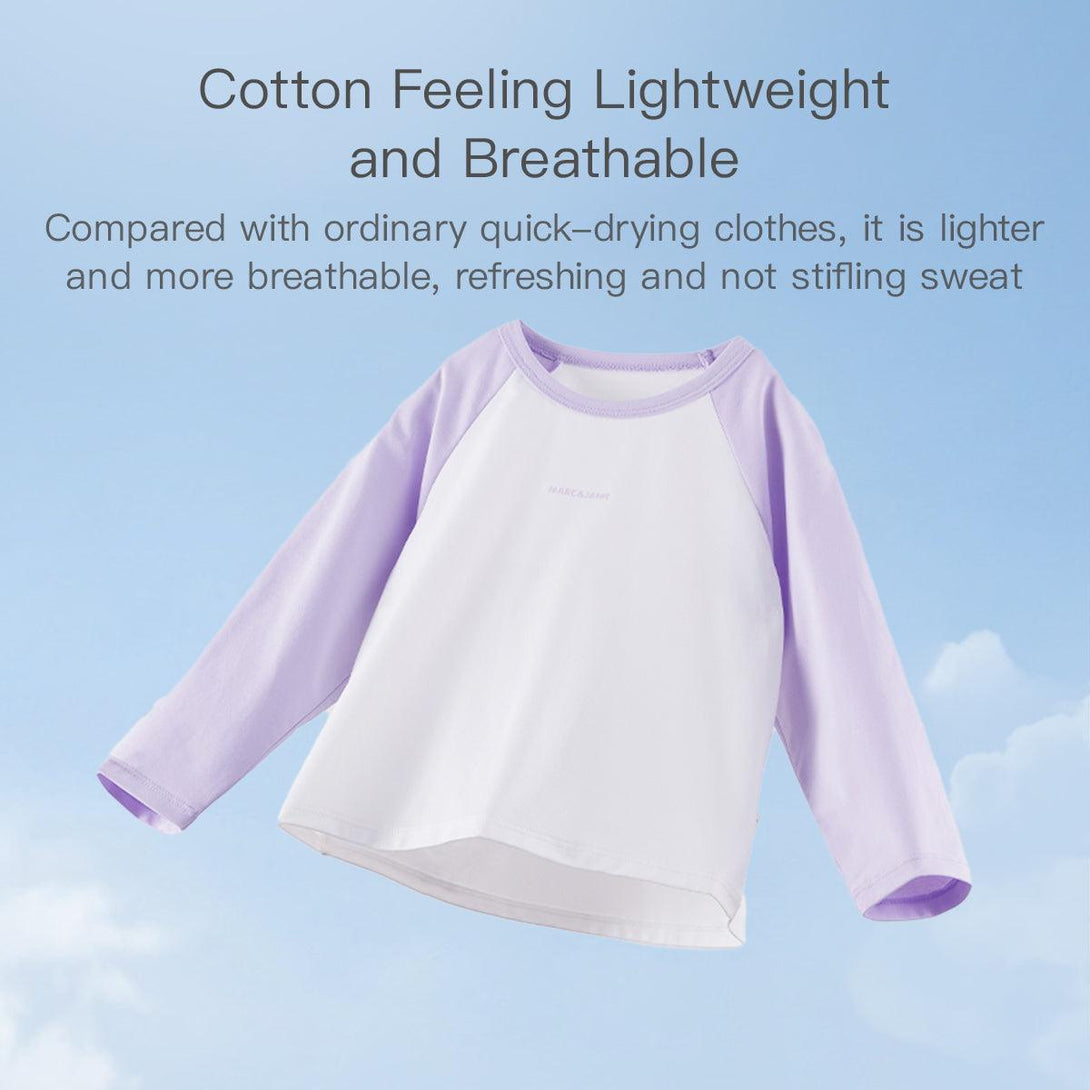MARC&JANIE Boys Girls Quick-drying Sunscreen Plunging Sleeve Athletic T-Shirt Children's Tops for Spring 240269 - MARC&JANIE