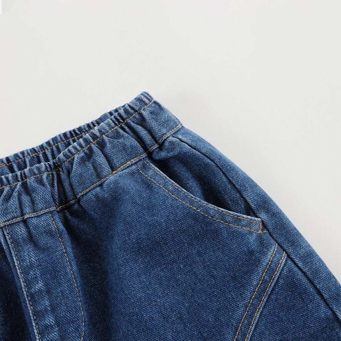 MARC&JANIE Boys Split Patchwork Jeans Balloon Pants Kids Cotton Carrot Pants for Spring 240193 - MARC&JANIE