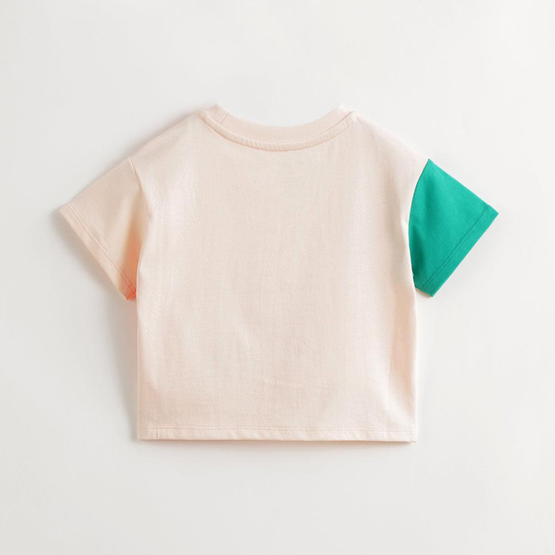 MARC&JANIE Boys Vibrant Colorblocking Short Sleeve T-Shirt Kids' Tops for Summer 240501 - MARC&JANIE