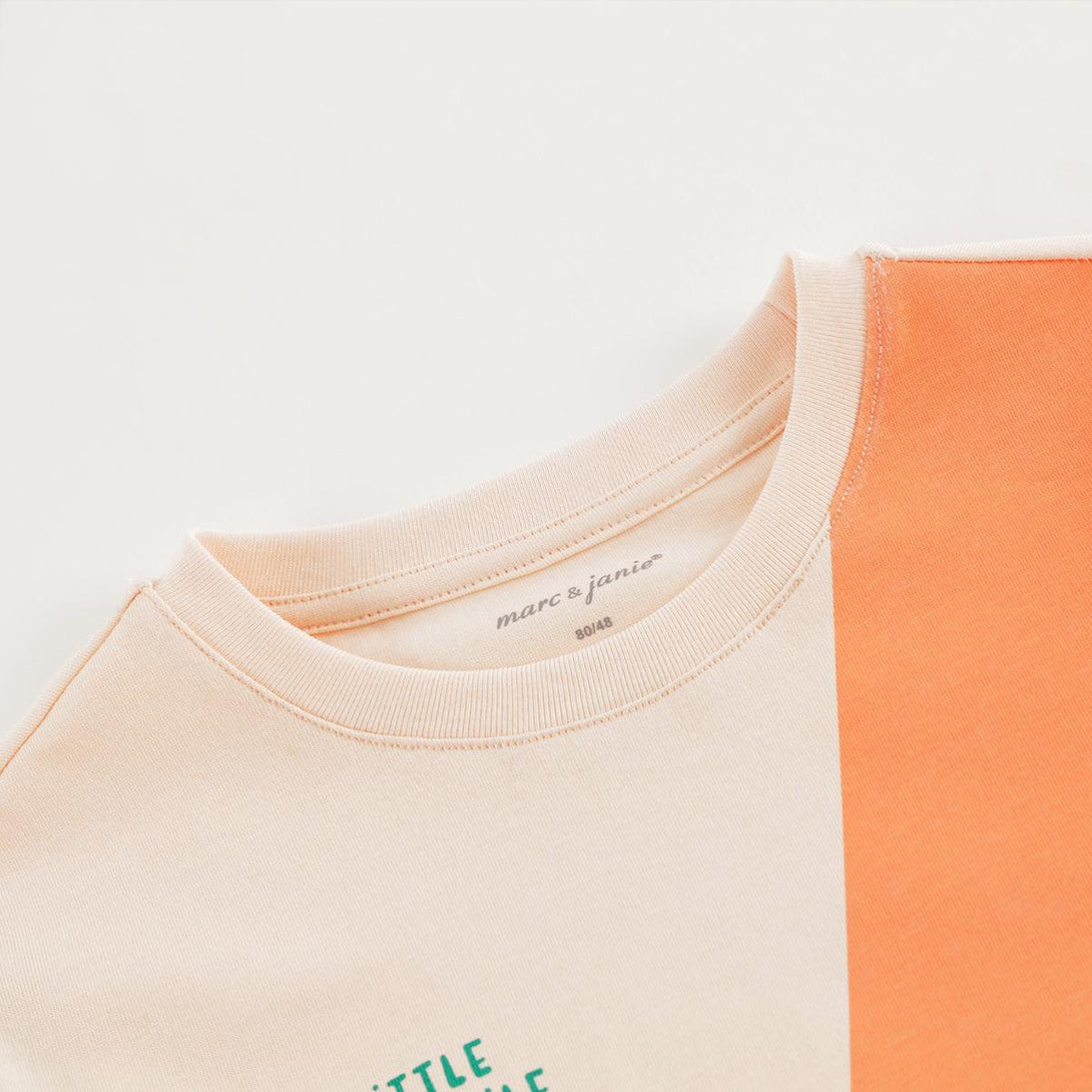 MARC&JANIE Boys Vibrant Colorblocking Short Sleeve T-Shirt Kids' Tops for Summer 240501 - MARC&JANIE