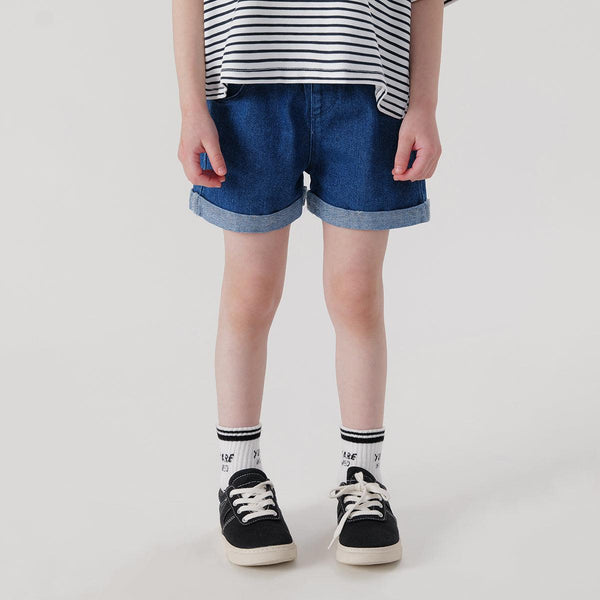 MARC&JANIE Girls Summer Casual Denim Shorts With Cotton Wood Ear Hem Waistband 220782 - MARC&JANIE