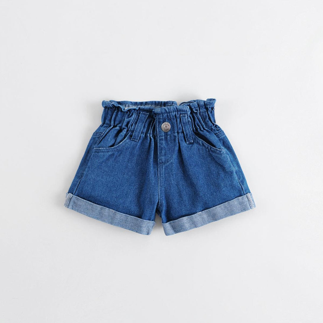 MARC&JANIE Girls Summer Casual Denim Shorts With Cotton Wood Ear Hem Waistband 220782 - MARC&JANIE